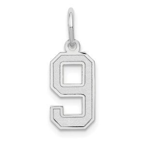 14k White Gold, Jersey Collection, Small Number 9 Pendant